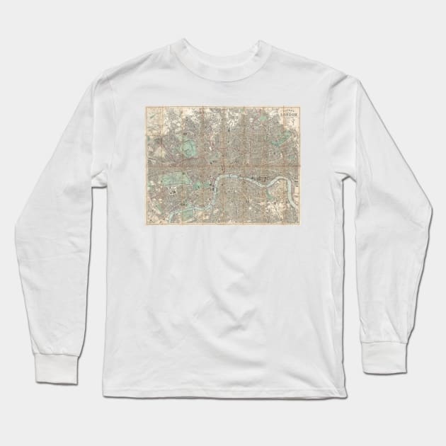 Vintage Map of London (1890) Long Sleeve T-Shirt by Bravuramedia